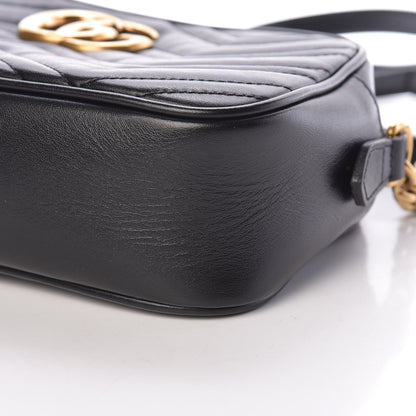 Gucci Calfskin Matelasse Small GG Marmont Chain Shoulder Bag Black 9 of 11