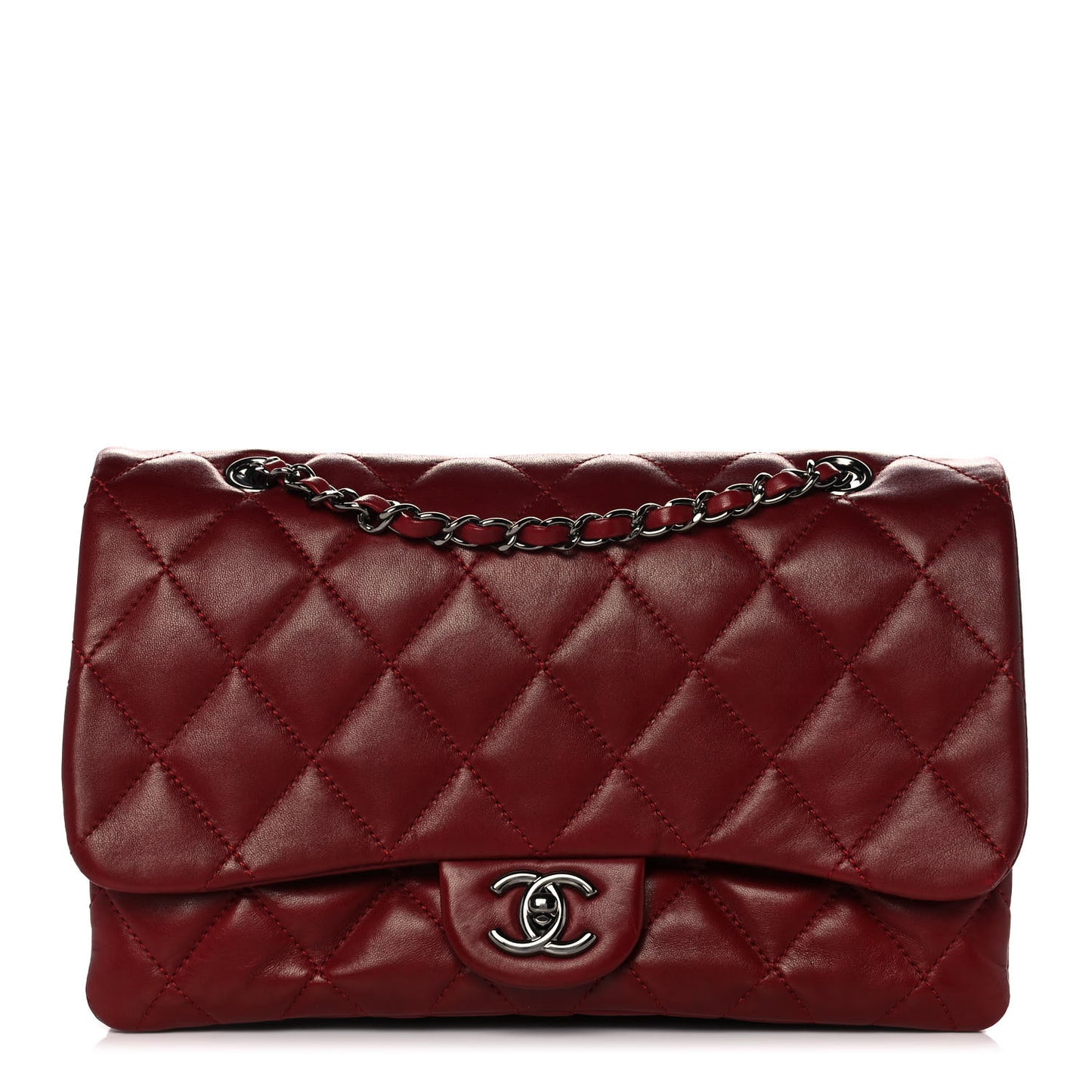 Lambskin Quilted Jumbo Chanel 3 Flap Red
