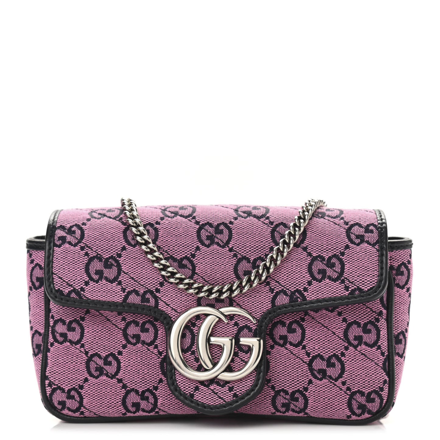 Monogram Multicolor Matelasse Diagonal Super Mini GG Marmont Shoulder Bag Pink Blue