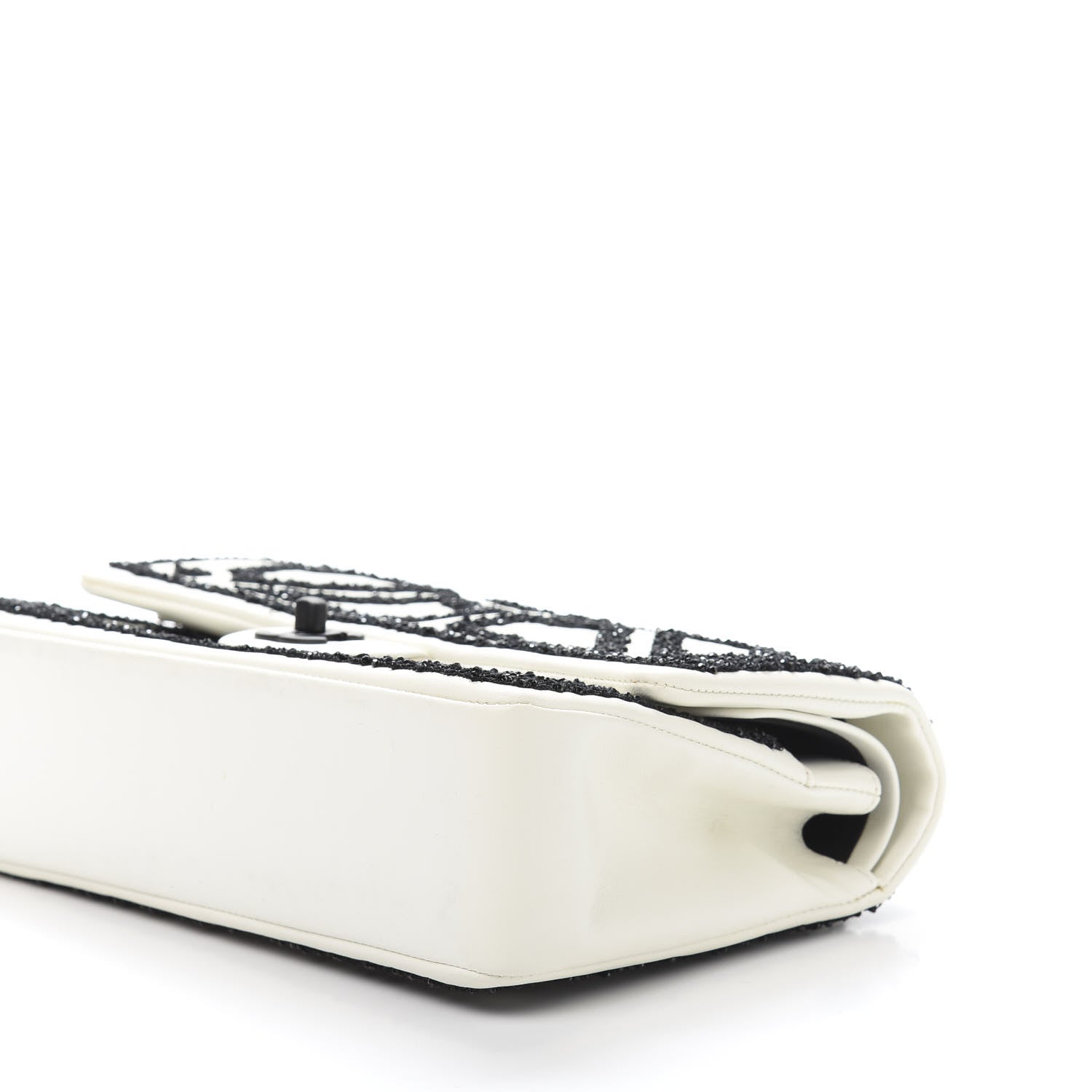 Chanel Lambskin Crystal Embroidered Medium Garden Of Versailles Double Flap Black White 12 of 17