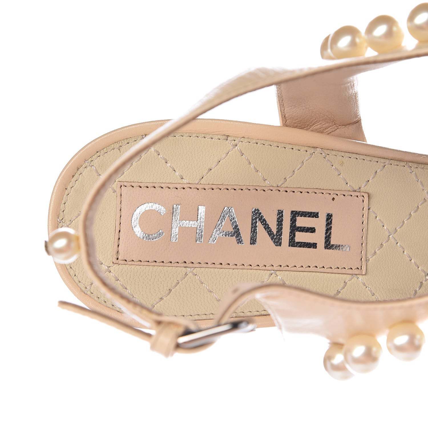 Chanel Lambskin Pearl Sandals 40 Beige Clair 6 of 11