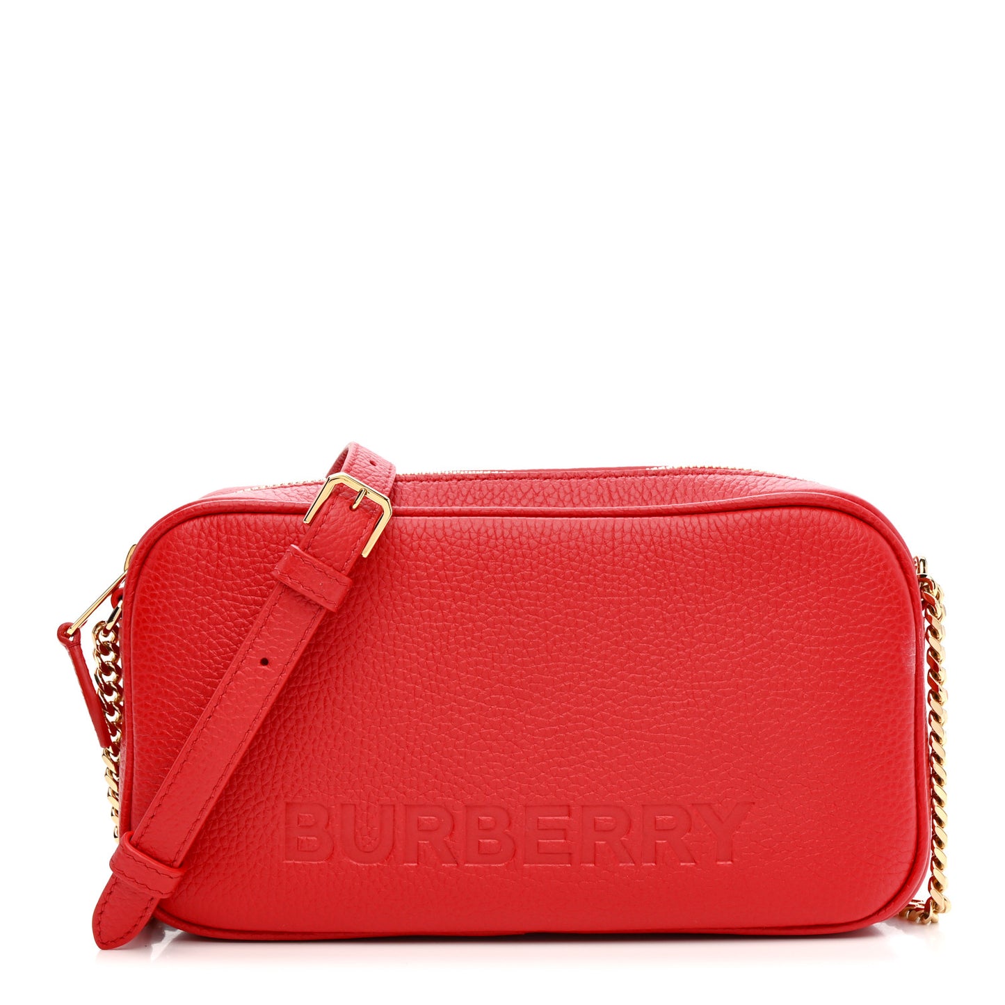 Calfskin Monogram Embossed Elongated Camera Bag Red
