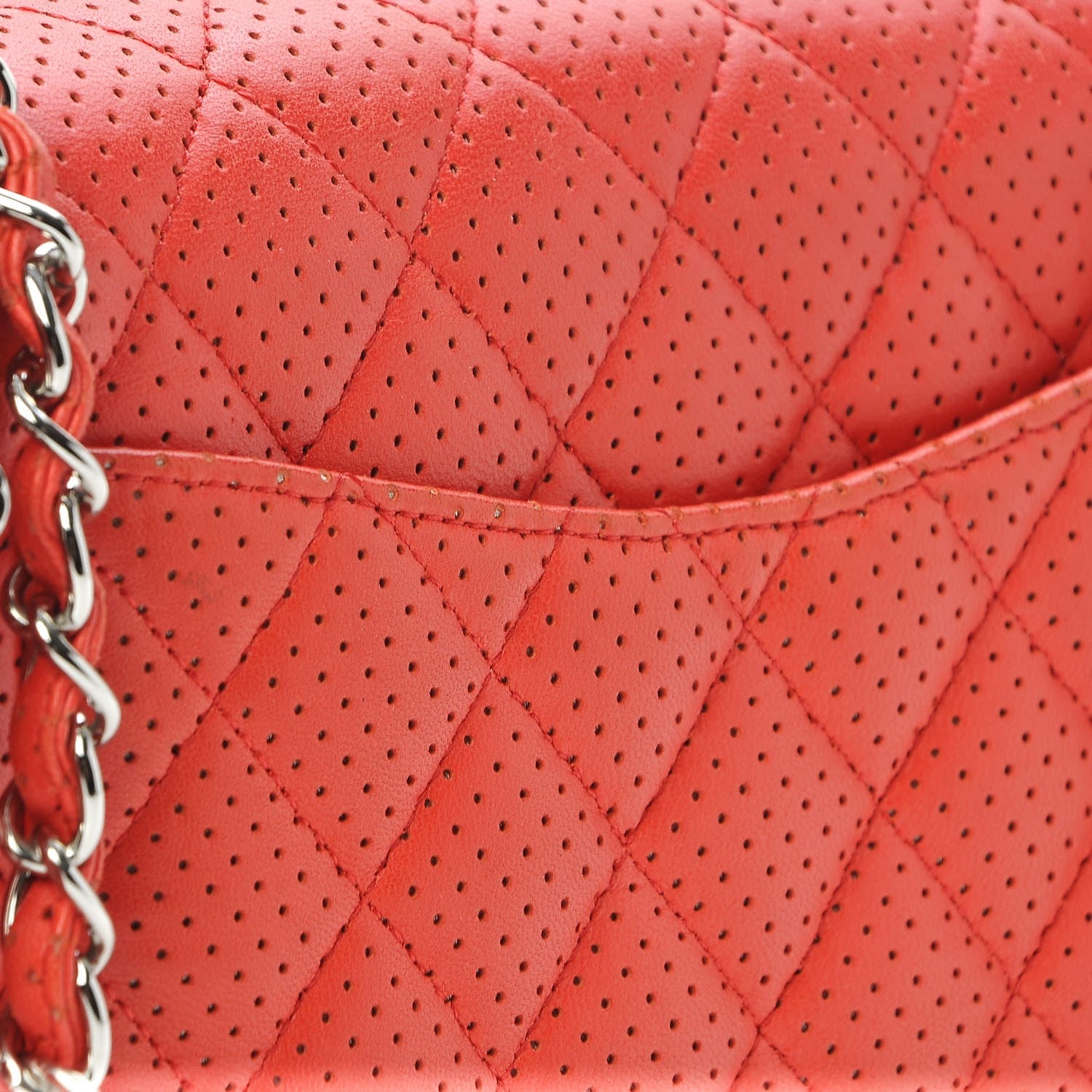 Chanel Lambskin Perforated Medium Double Flap Red 9 of 9