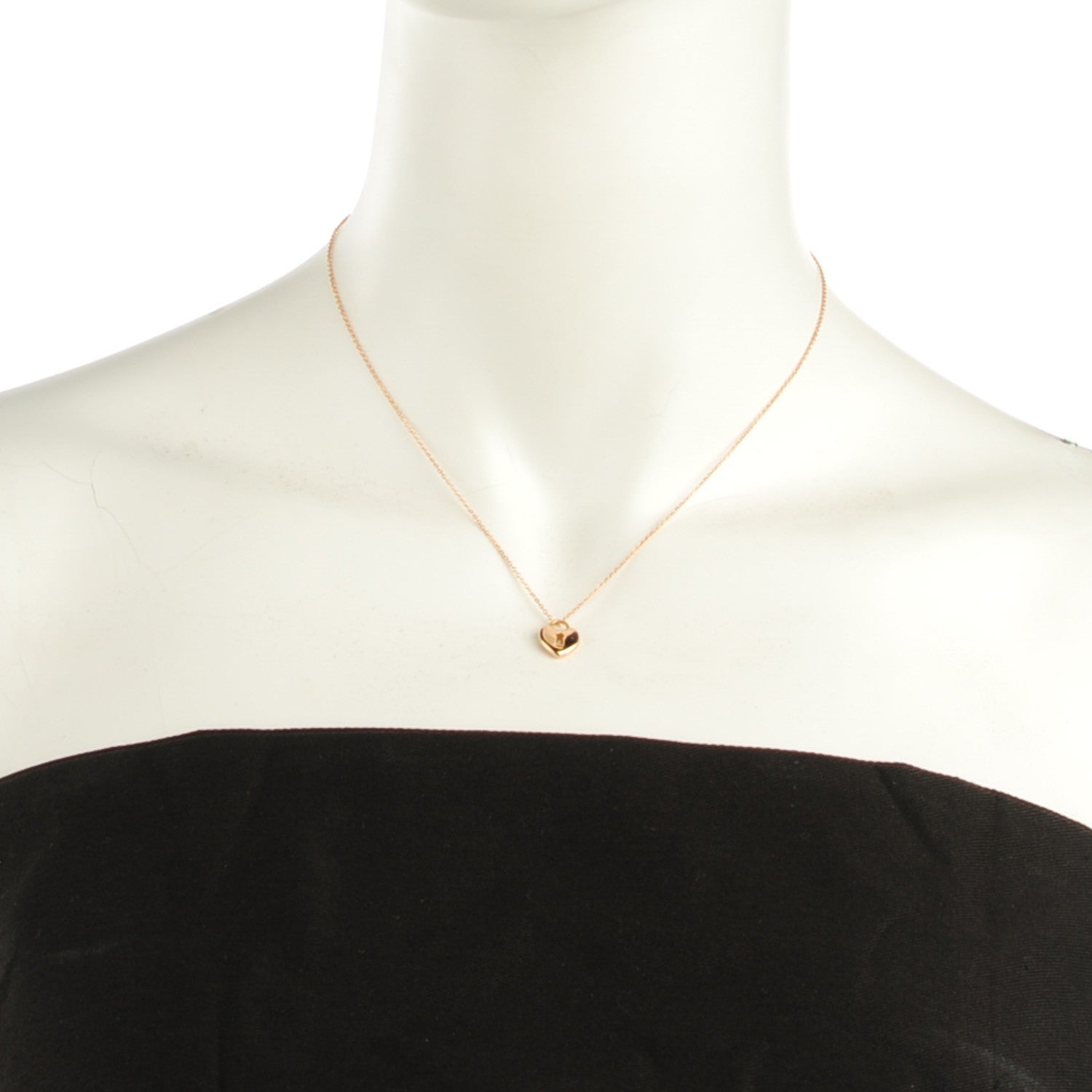 Tiffany 18K Rose Gold Mini Heart Lock Pendant Necklace 2 of 4