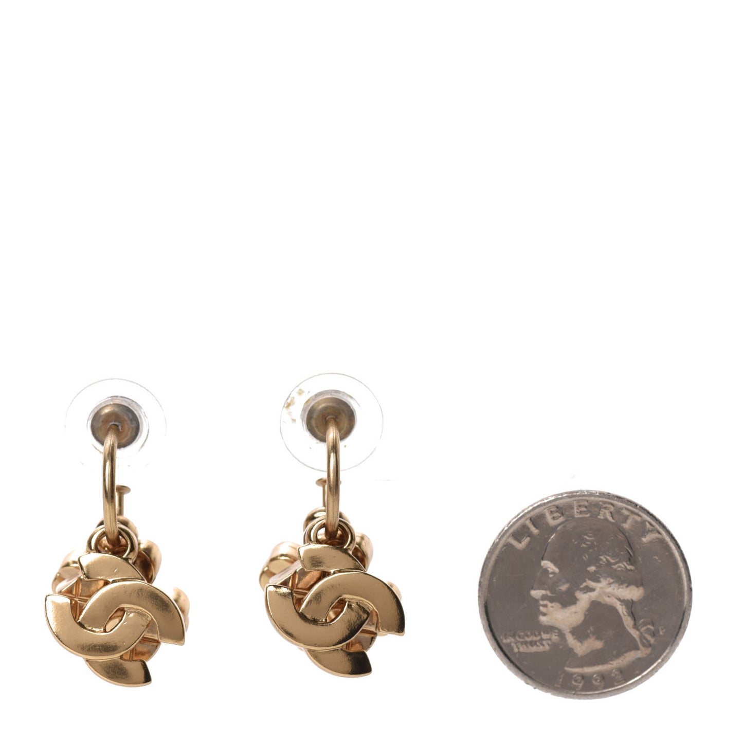 CC Hoop Drop Charm Earrings Gold
