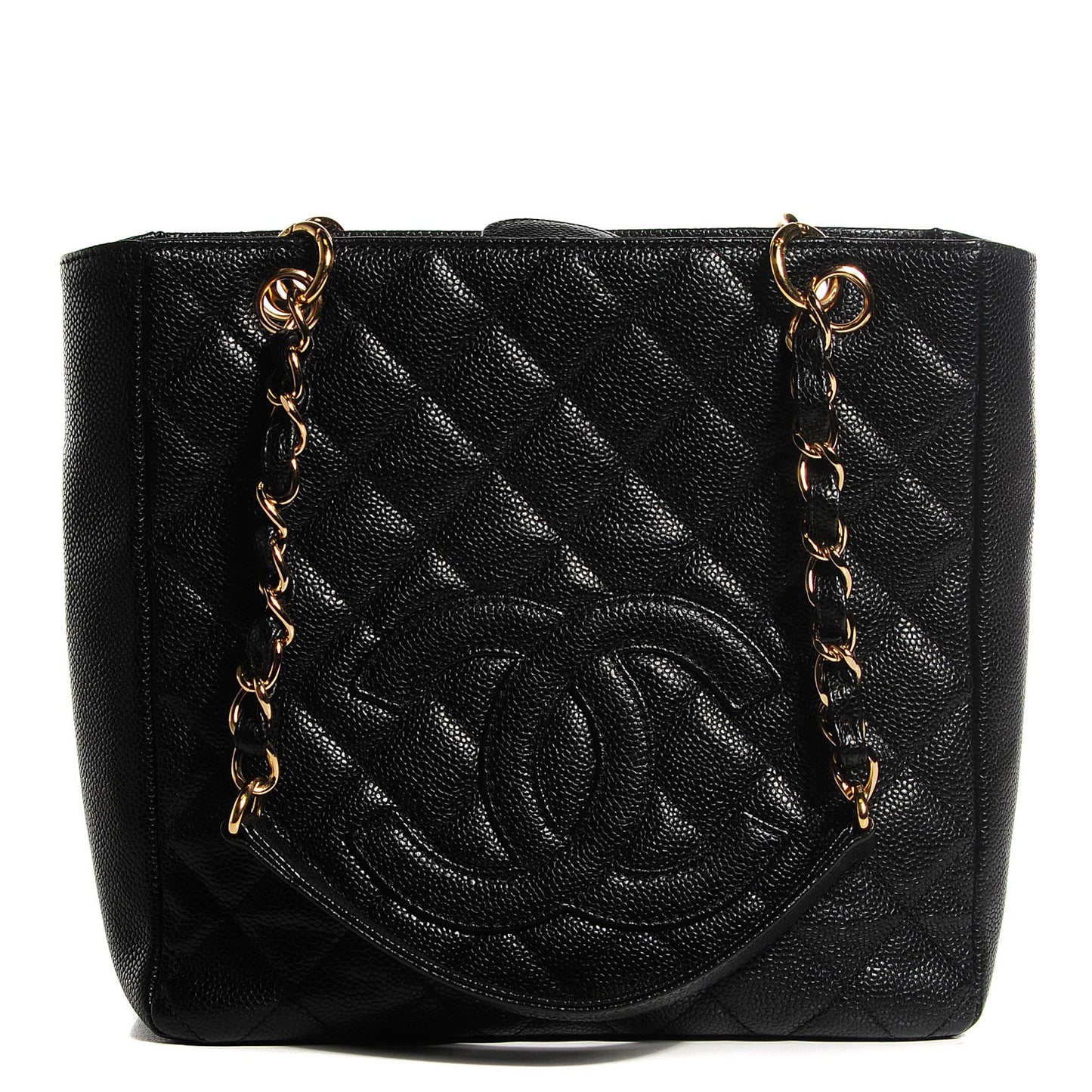 Caviar Quilted Petit Shopping Tote PST Black