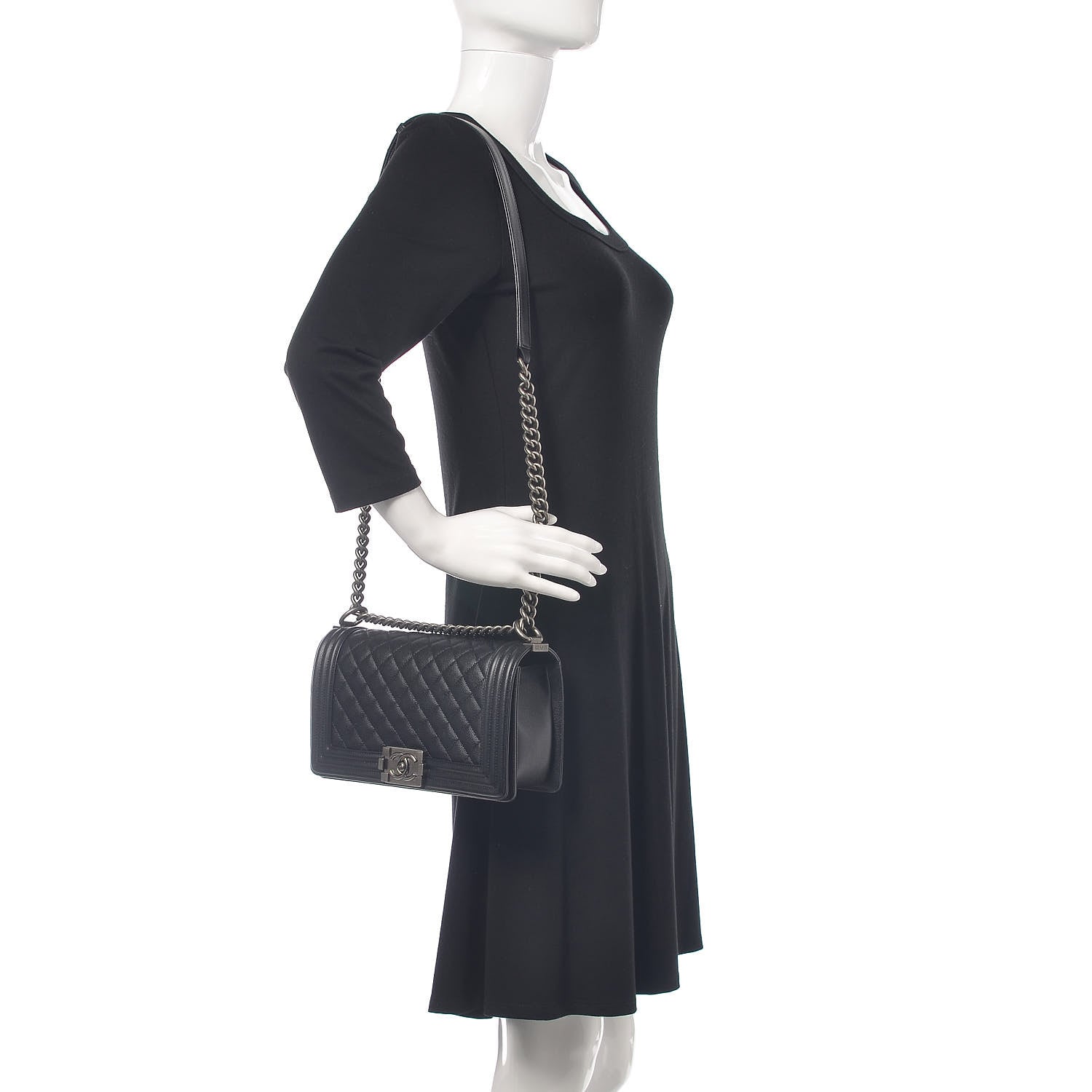 Chanel Caviar Quilted Medium Boy Flap Black 2 of 11