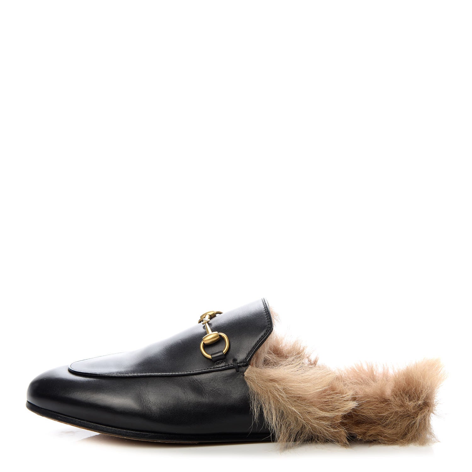Gucci Calfskin Fur Womens Princetown Slippers 38 Black 1 of 10