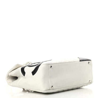Chanel Calfskin Quilted Large Cambon Flap White Black 4 of 17