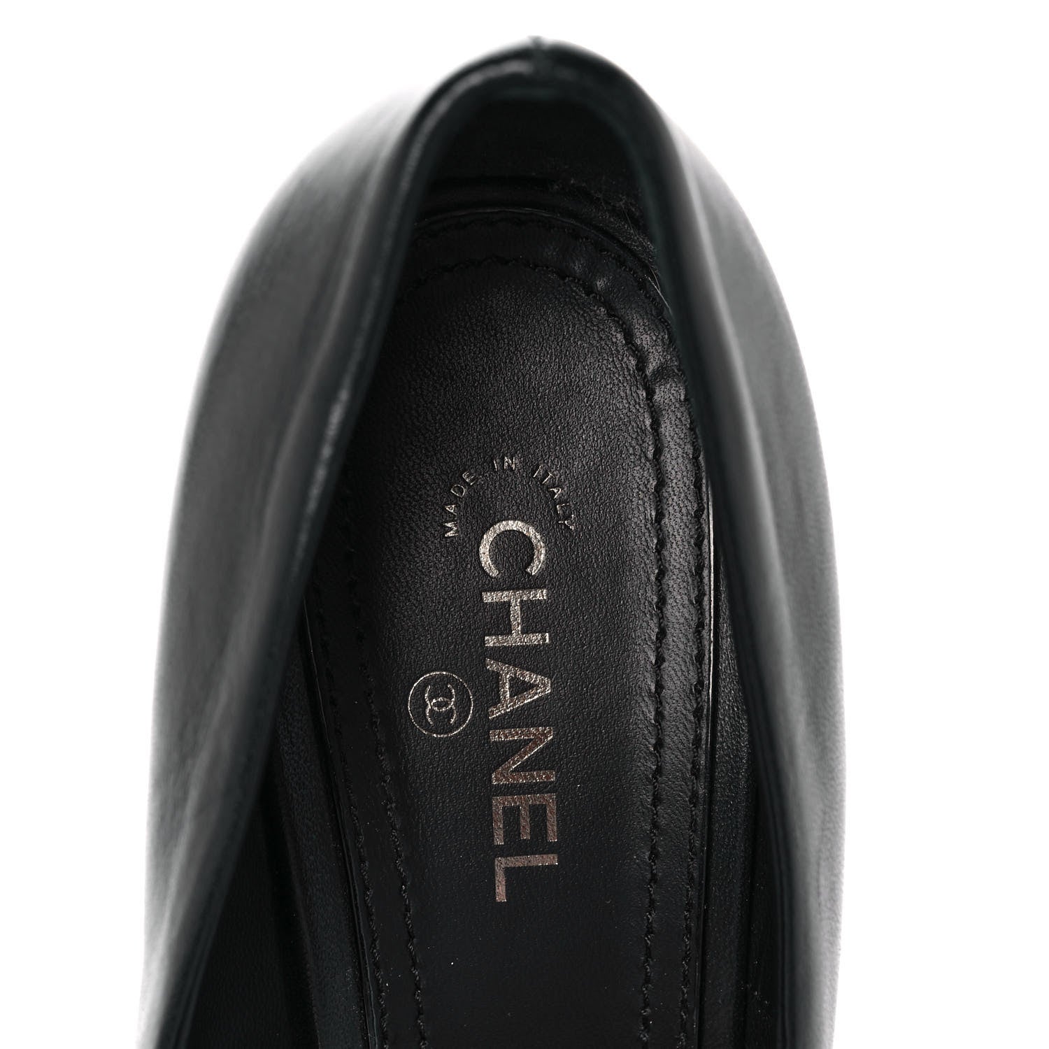 Chanel Lambskin Cap Toe Pearl Pumps 38 Black 8 of 9