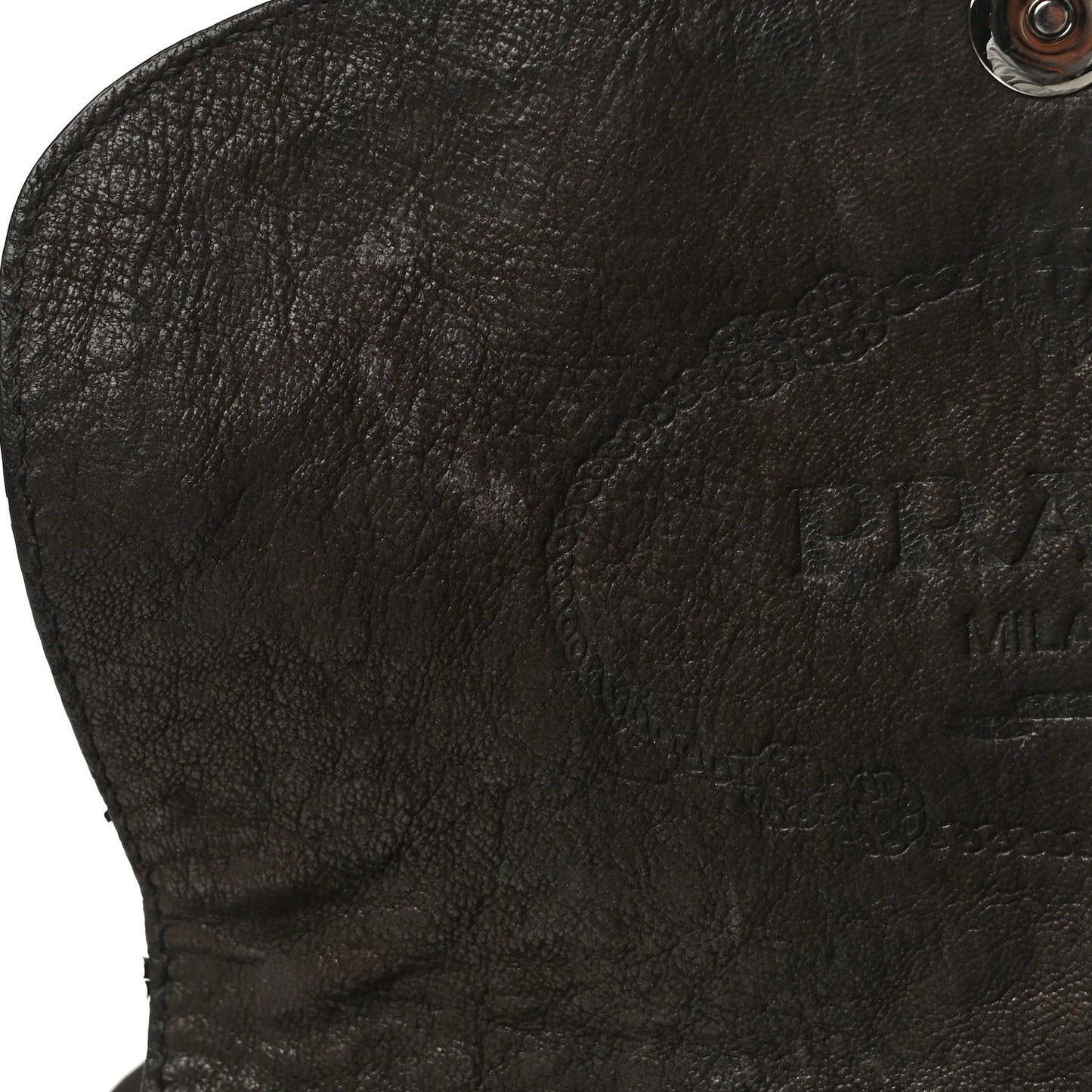 Goatskin Crocodile Embossed Flap Shoulder Bag Dark Brown