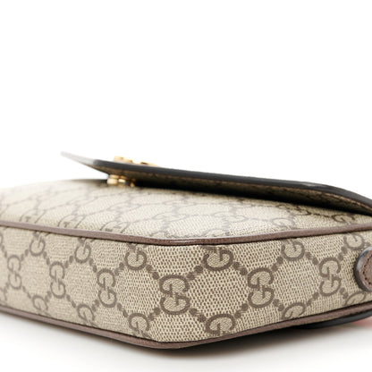 Gucci GG Supreme Monogram Textured Dollar Calfskin Web Mini Ophidia Envelope Shoulder Bag Beige Ebony 10 of 10
