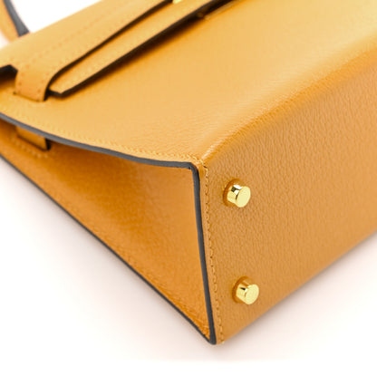 Hermes Chevre Mysore Mini Kelly Sellier 20 Jaune D'or 11 of 14