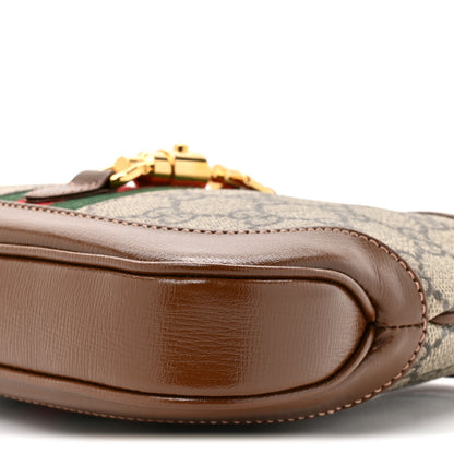 Gucci GG Supreme Monogram Azalea Calfskin Web Mini Jackie 1961 Hobo Beige Ebony Brown Sugar 9 of 10