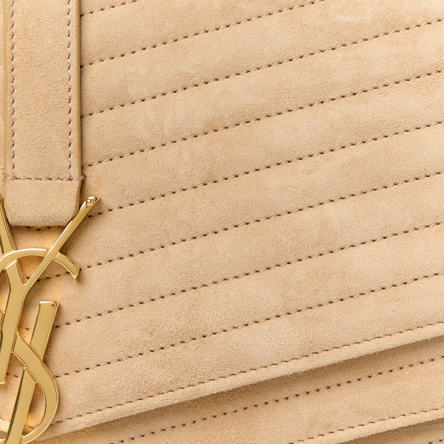 Suede Matelasse Chevron Monogram Medium Sulpice Beige
