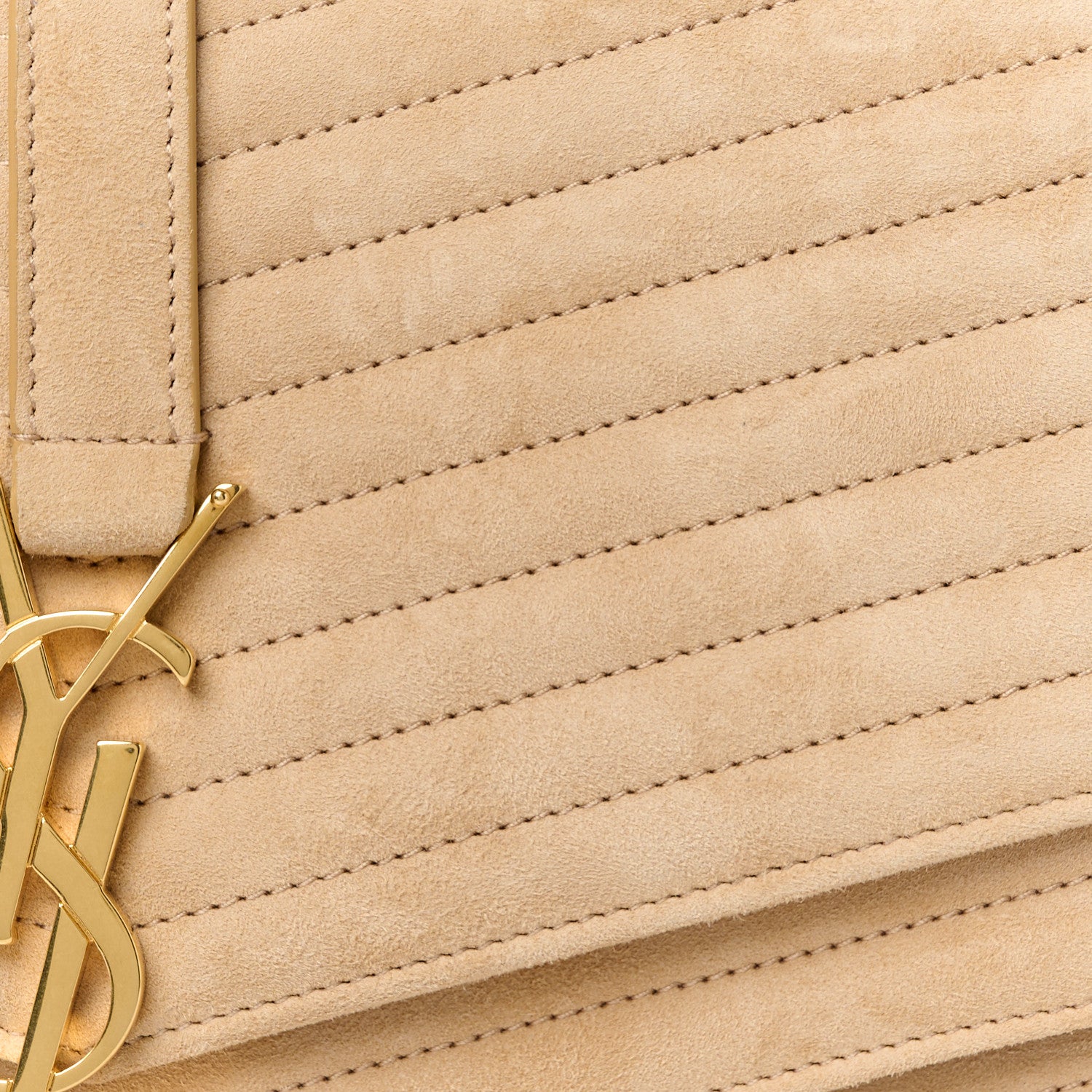 Saint Laurent Suede Matelasse Chevron Monogram Medium Sulpice Beige 9 of 11