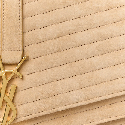 Saint Laurent Suede Matelasse Chevron Monogram Medium Sulpice Beige 9 of 11