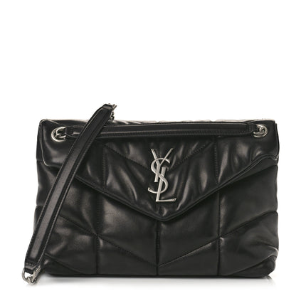 Saint Laurent Lambskin Quilted Small Loulou Puffer Monogram Chain Satchel Black 1 of 8