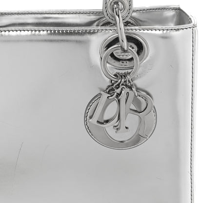 Christian Dior Metallic Patent Calfskin Medium Lady Dior Silver 11 of 12