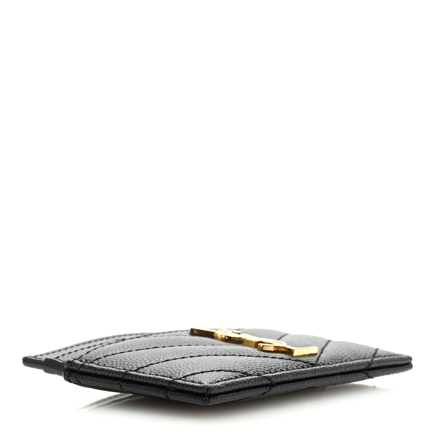 Grain De Poudre Matelasse Chevron Monogram Credit Card Case Black