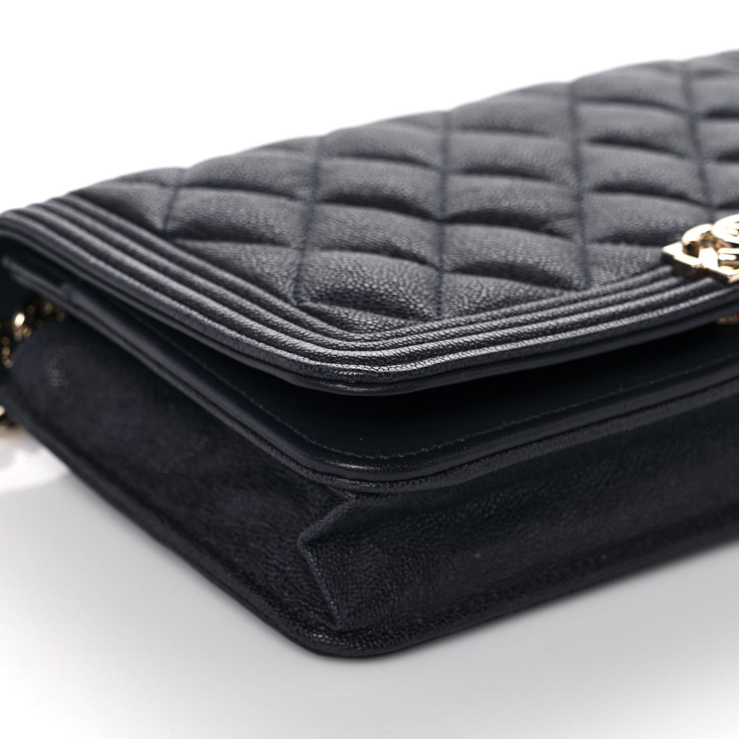 Caviar Quilted Boy Wallet On Chain WOC Navy