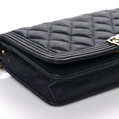 Chanel Caviar Quilted Boy Wallet On Chain WOC Navy 8 of 9