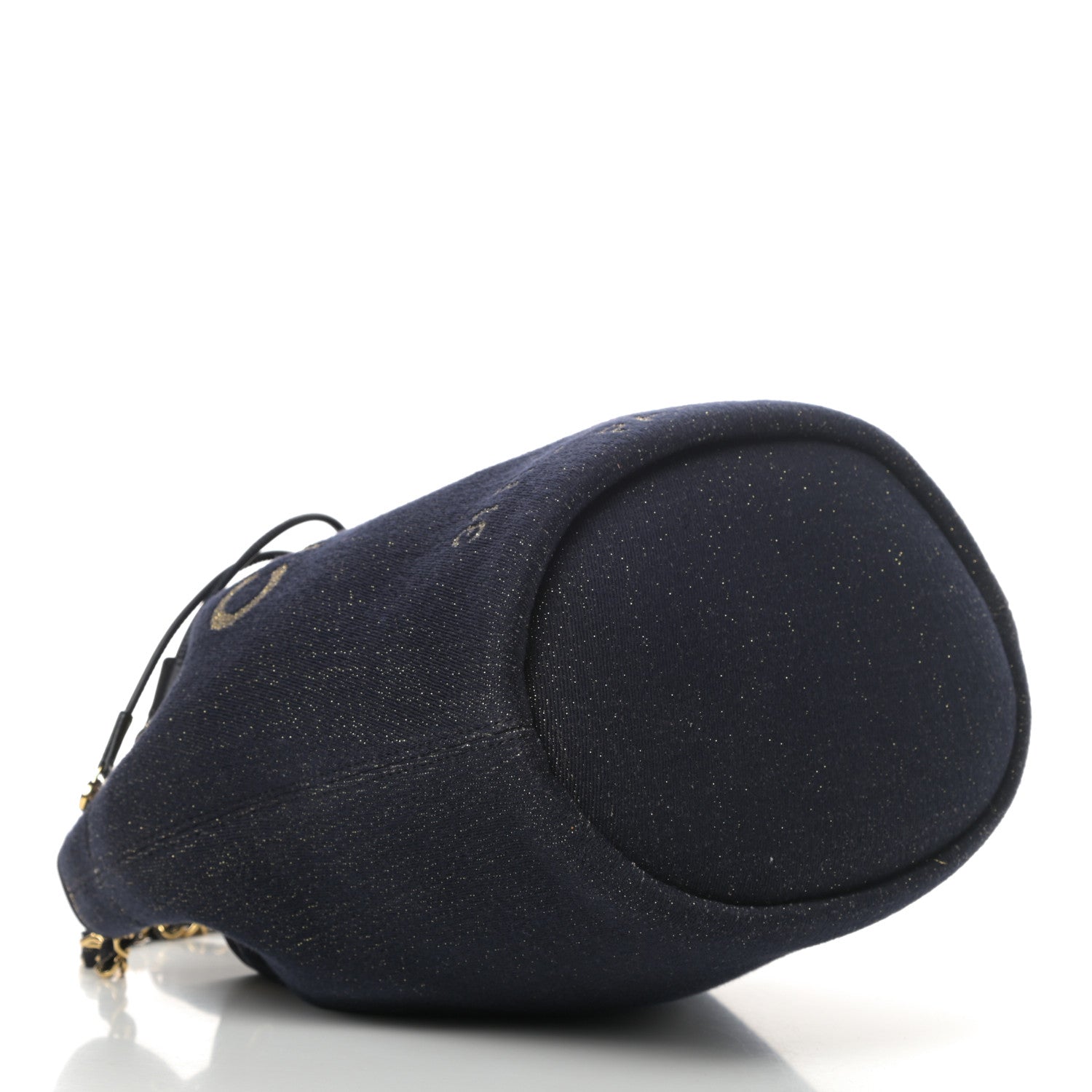 Chanel Lurex Canvas Deauville Drawstring Bag Navy Blue Gold 4 of 10