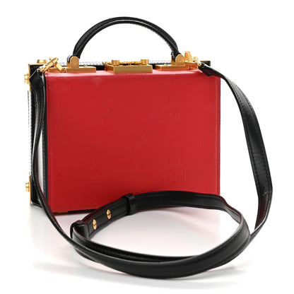 MCM Calfskin Studded Outline Shoulder Bag Red 3 of 9