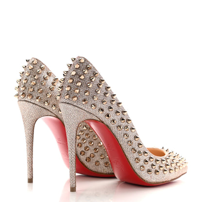 Christian Louboutin Glitter Diams Follies Spikes 100 Pumps 37 Colombe 4 of 18