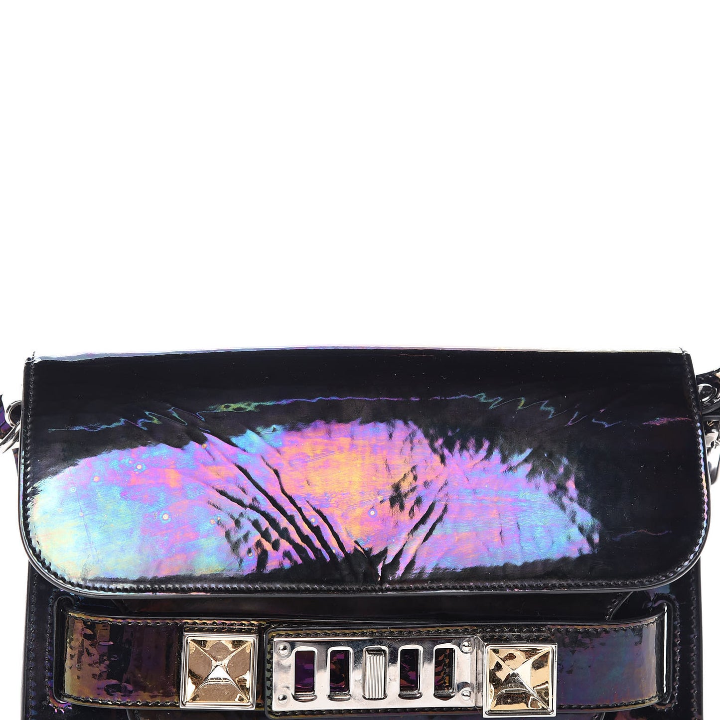 Holographic Patent Mini PS11 Classic Shoulder Bag Oil Slick