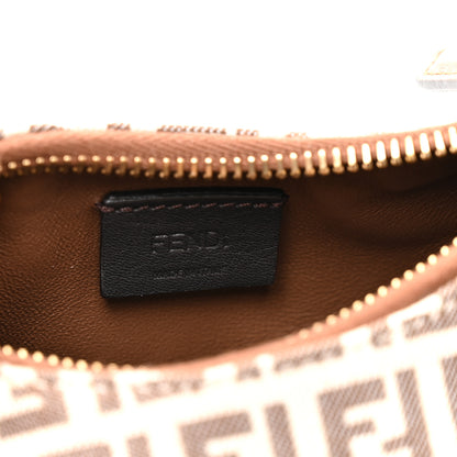 Fendi Fabric Jacquard FF 1974 Nano Fendigraphy Hobo Charm Beige 6 of 10