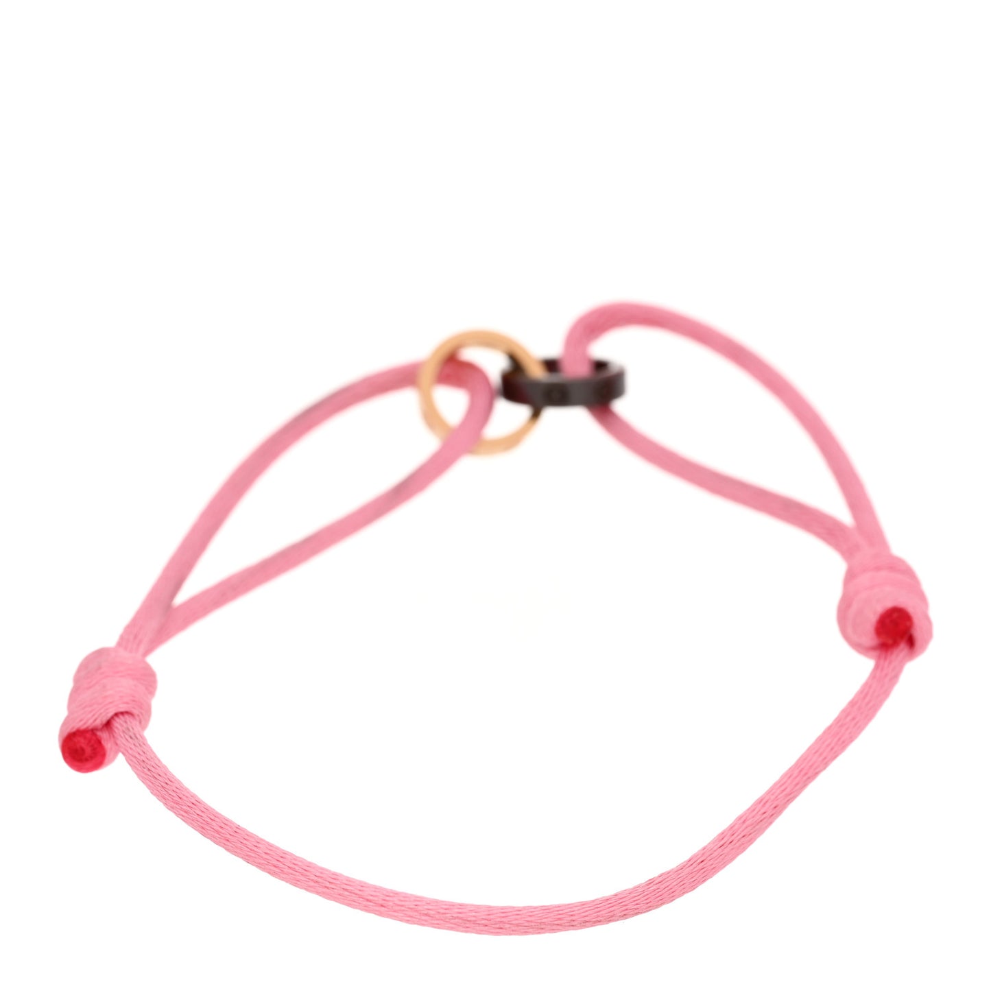 18K Pink Gold Ceramic 4 Diamond LOVE Cord Bracelet Pink