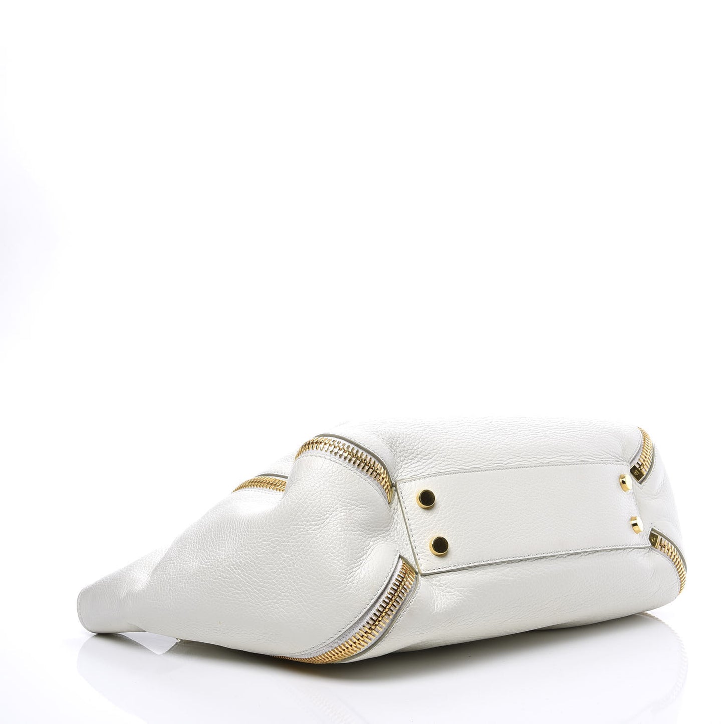 Grained Calfskin Sedgwick Medium Zipper Tote White