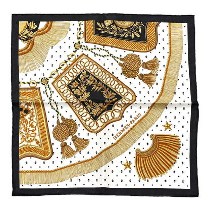 Hermes Silk Poste et Cavalerie Detail Scarf 45 Black White Mordore 1 of 5