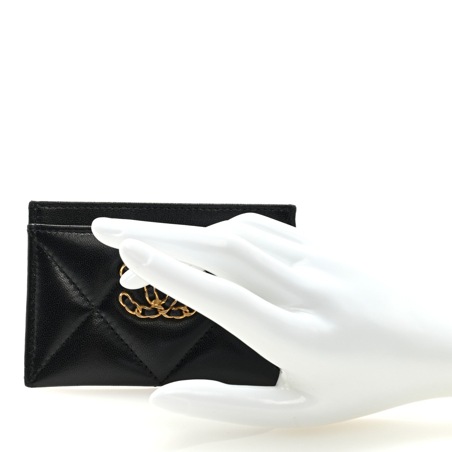 Chanel Lambskin Quilted Chanel 19 Card Holder Black 2 of 7