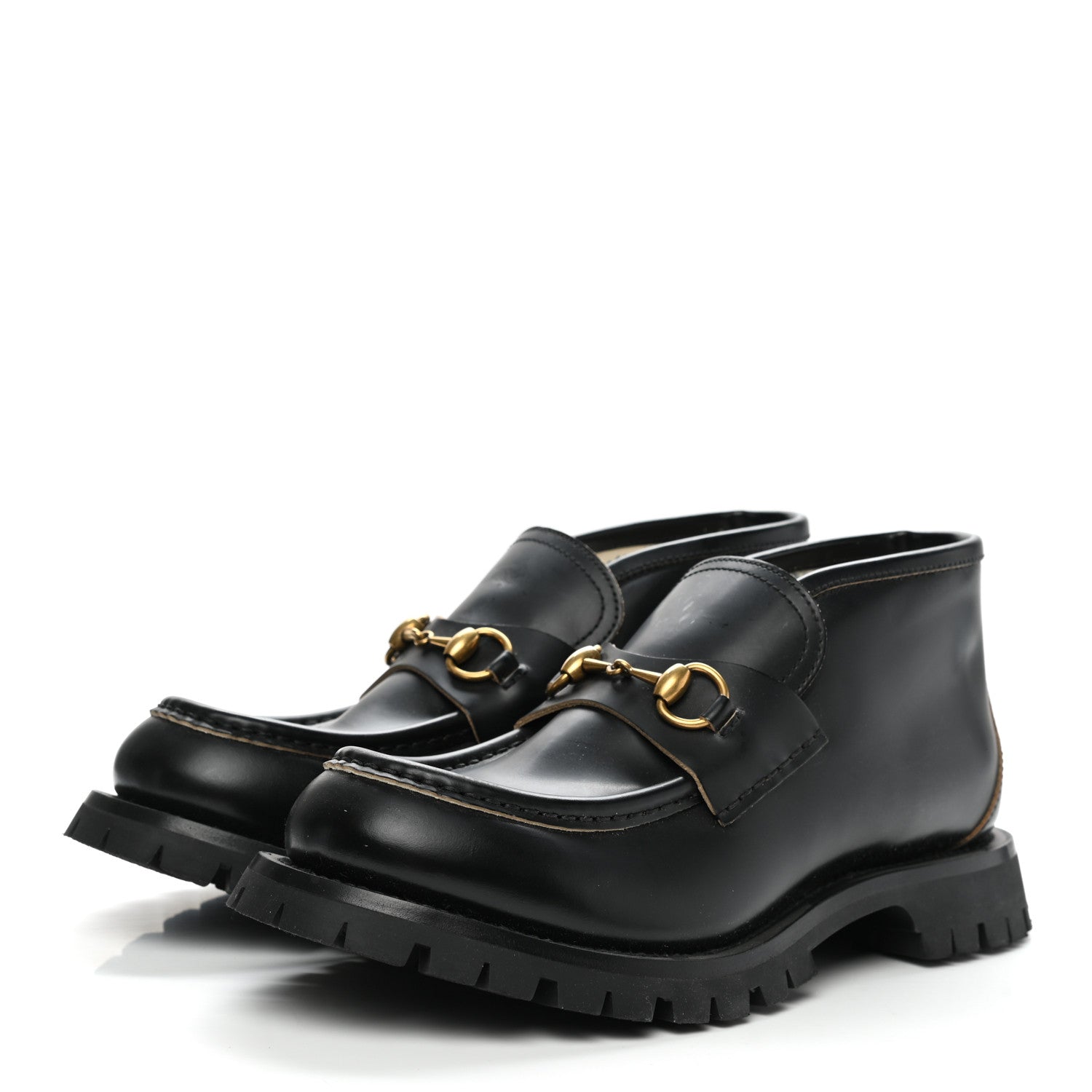 Gucci Cordovan Lux Mens Harald Horsebit Ankle Boots 8 Black 3 of 12