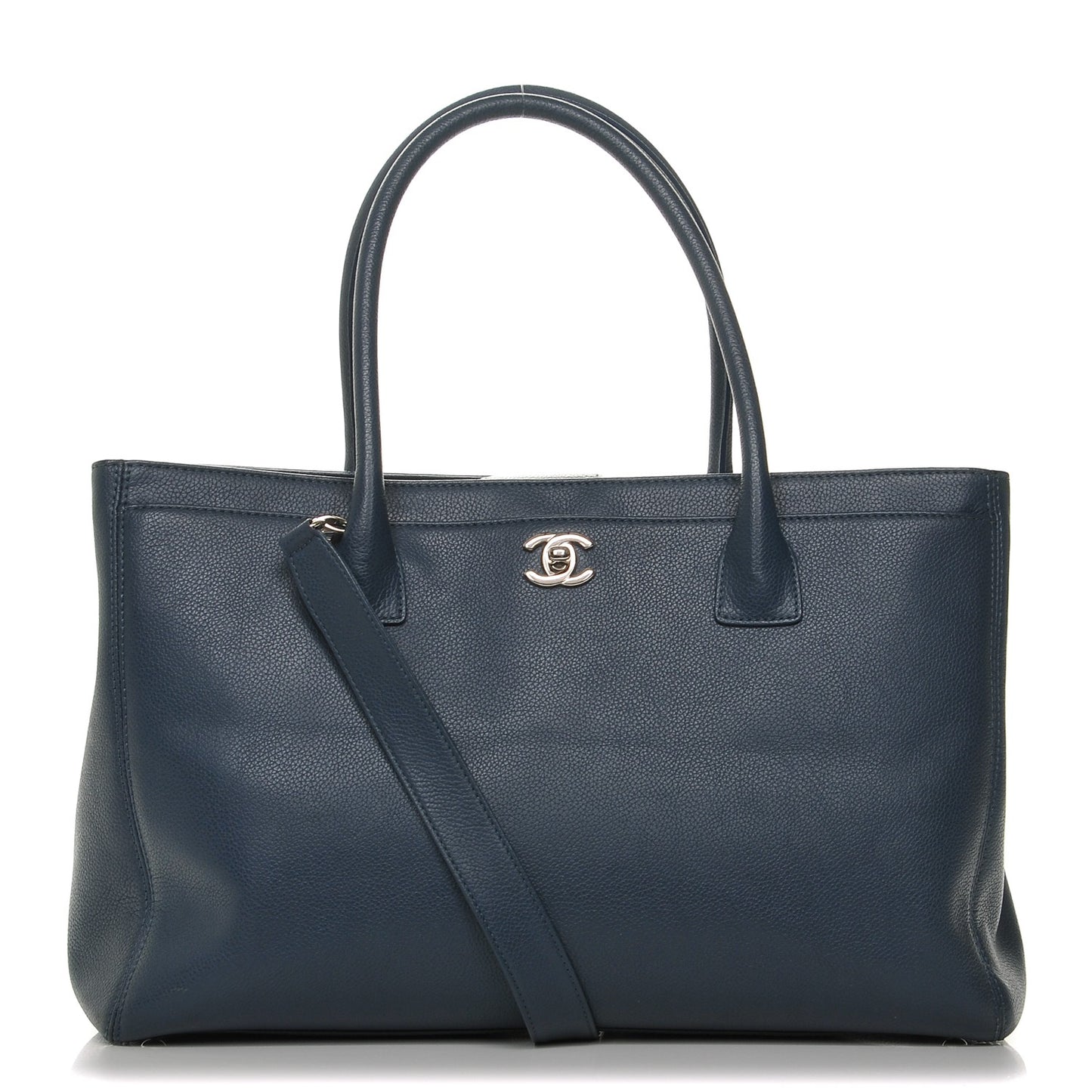 Calfskin Cerf Executive Shopper Tote Blue