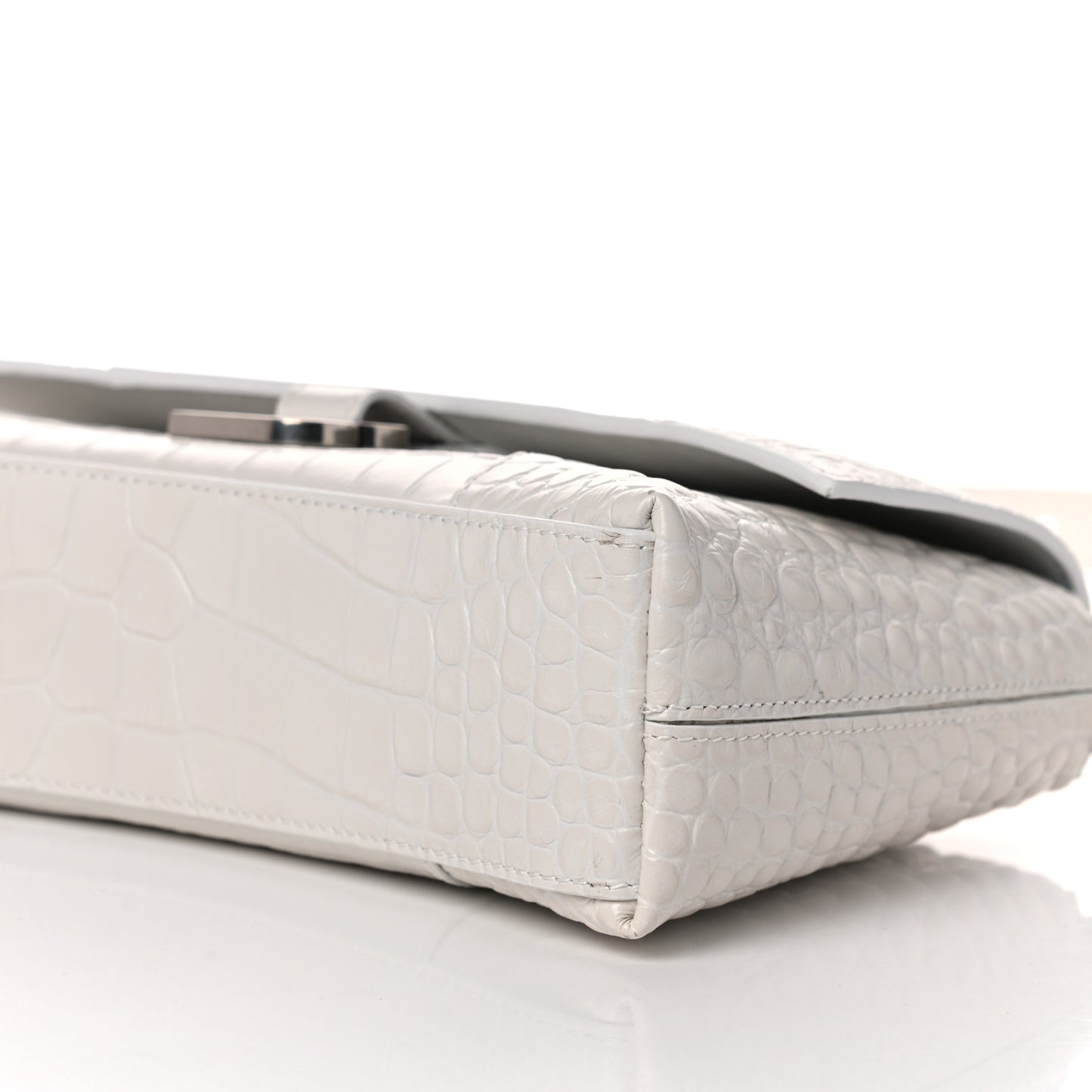 Extra Supple Calfskin Crocodile Embossed XS Downtown Shoulder Bag White