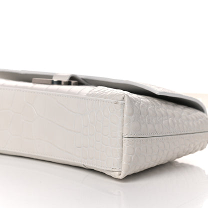Balenciaga Extra Supple Calfskin Crocodile Embossed XS Downtown Shoulder Bag White 9 of 13