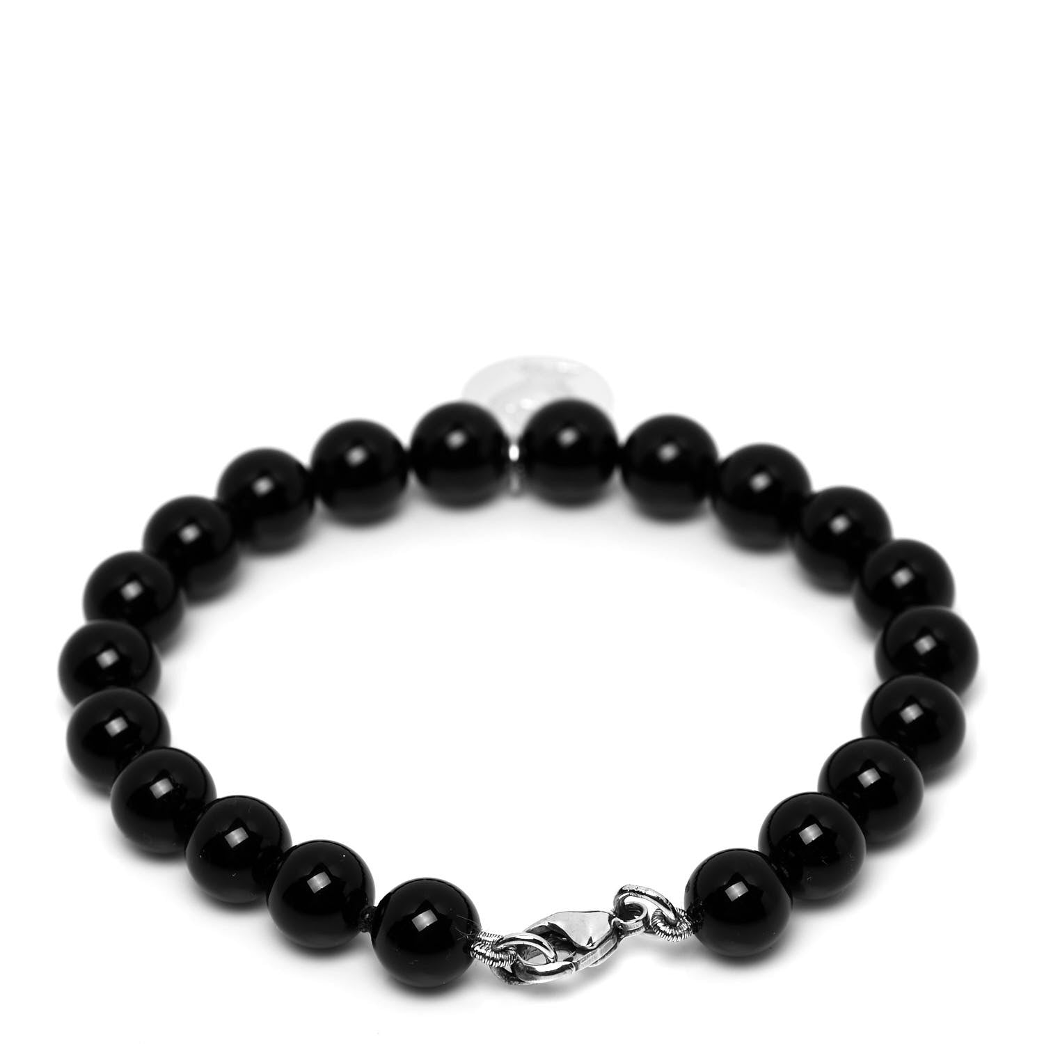 Tiffany Sterling Silver Black Onyx Bead Paloma Picasso Loving Heart Bracelet 3 of 4