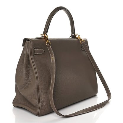 Hermes Togo Kelly Retourne 35 Etoupe 3 of 9