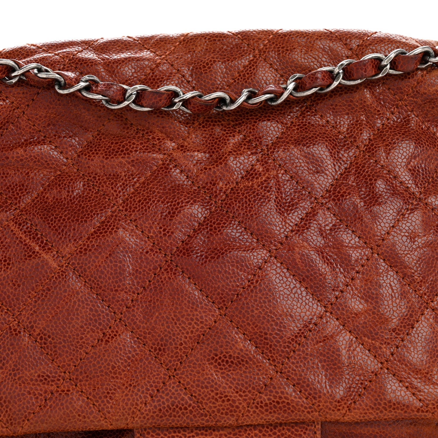 Chanel Crumpled Caviar Quilted Maxi Elastic Flap Light Brown 8 of 13