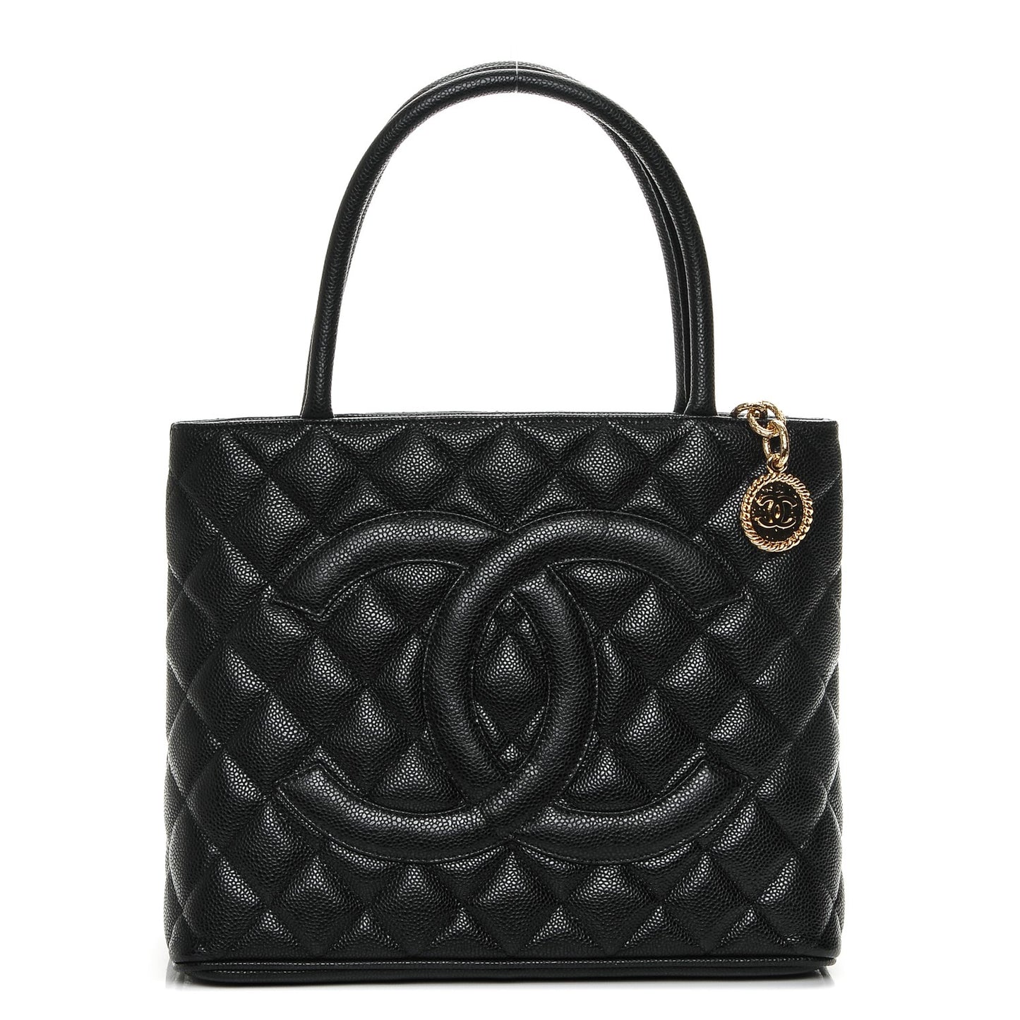 Caviar Quilted Medallion Tote Black