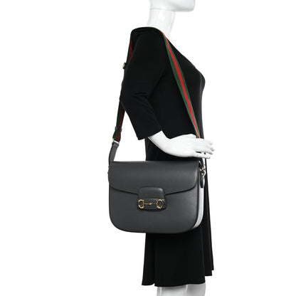 Gucci Azalea Calfskin Web Horsebit 1955 Shoulder Bag Graphite Grey 2 of 9