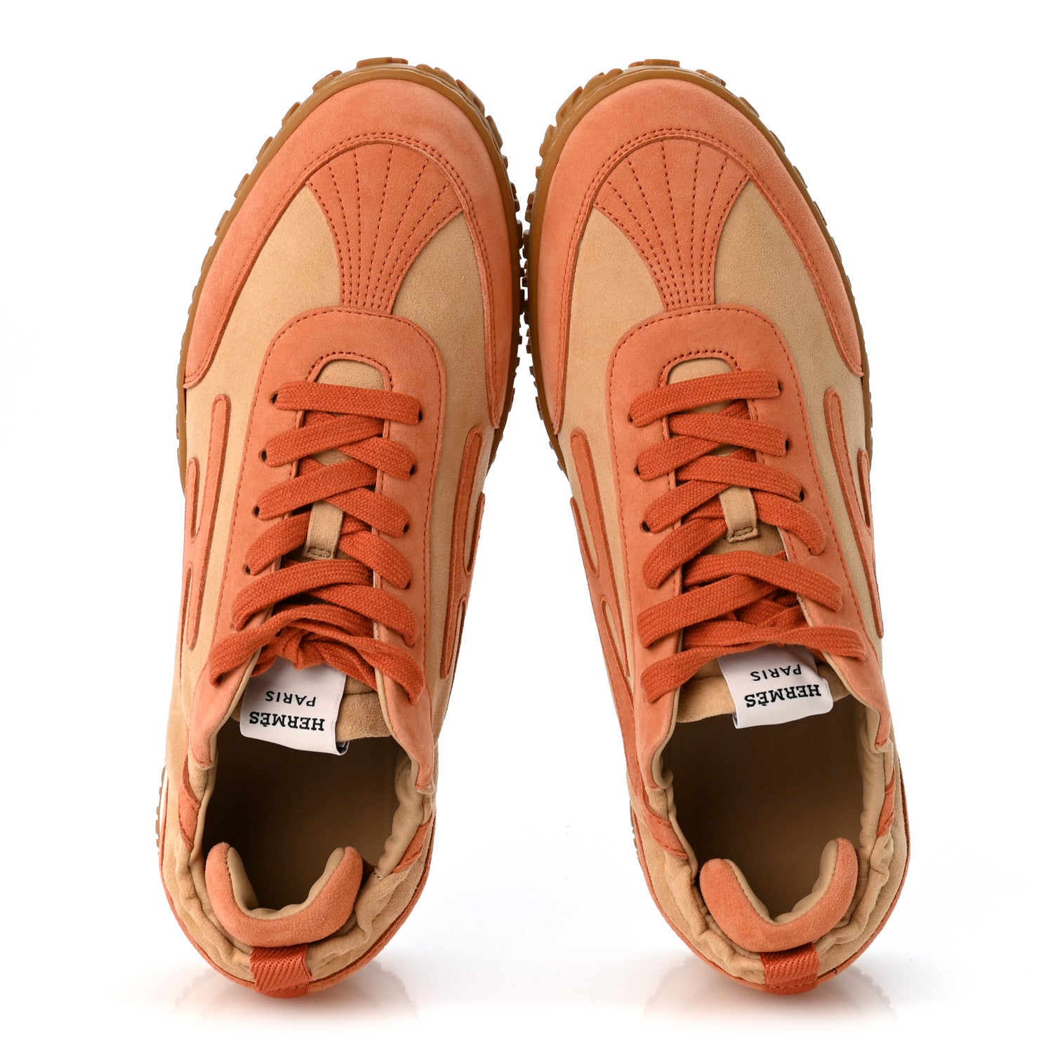 Hermes Suede Goatskin Jet Sneakers 40 Beige Natura Orange Nacarat 2 of 10