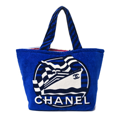 Chanel Terry Cloth Cotton La Pausa Bay Reversible Beach Tote Blue 1 of 17