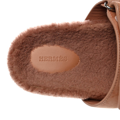 Hermes Suede Goatskin Woolskin Womens Chypre Sandals 41 Rose Aube 6 of 14