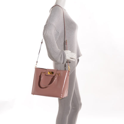 Prada Saffiano Vernice Turn Lock Tote Orchidea 2 of 10