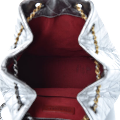 Chanel Metallic Crumpled Calfskin Quilted Gabrielle Backpack Silver 5 of 9