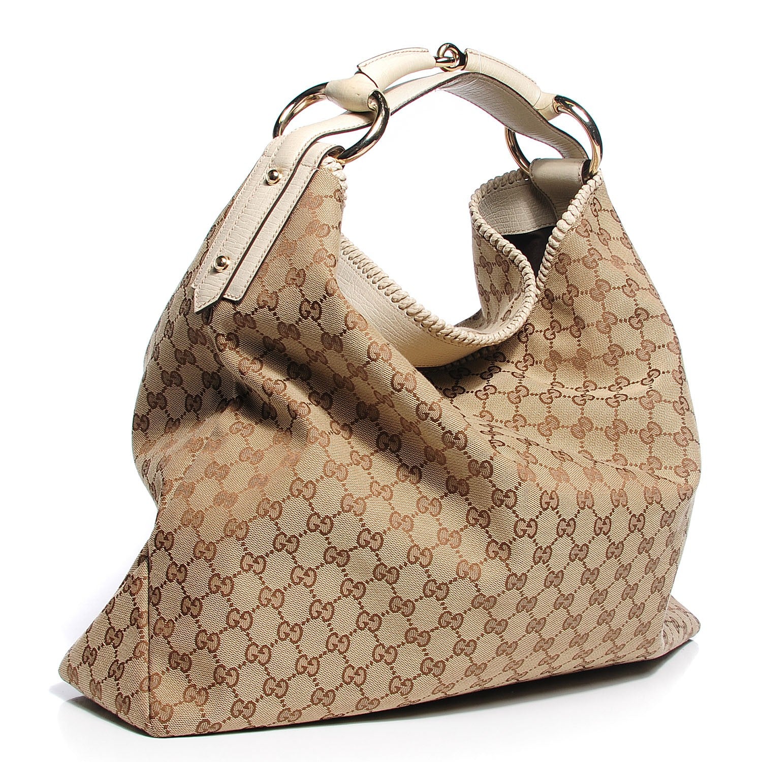 Gucci Monogram Large Horsebit Chain Hobo Off White 3 of 7